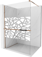 Mexen Kioto+ perete de duș cu raft și cuier 100 x 200 cm, transparent/Model alb 8 mm, Roz-auriu - 800-100-121-60-85