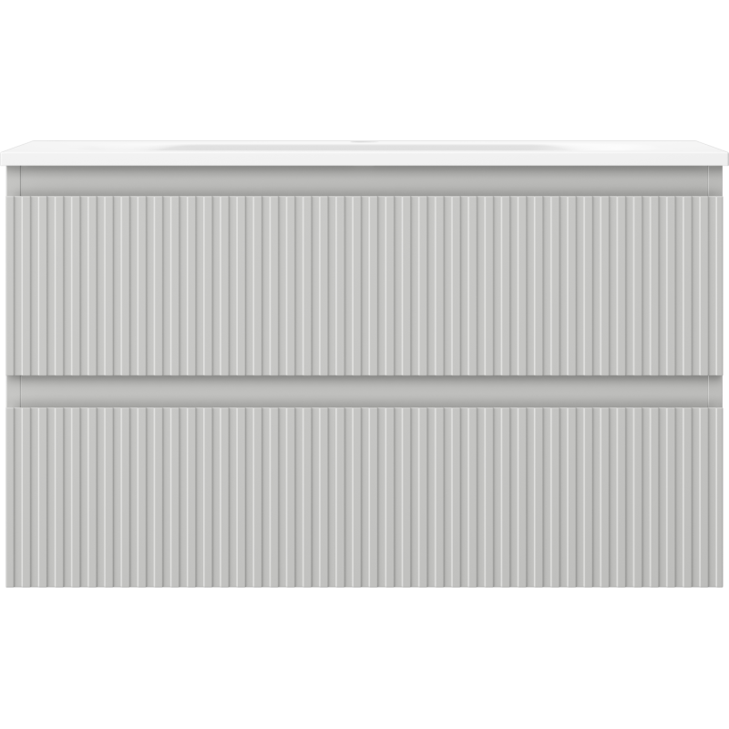 Mexen Rivel dulap de baie 80 cm cu lavoar Vela, 2 sertare, canelată, gri mat/alb mat - 91A20-08047-2-BFF62-W23M01