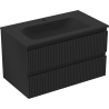 Mexen Rivel dulap baie 80 cm cu lavoar Vela, 2 sertare, canelate, negru mat - 91A20-08047-2-BFF71-W23M71