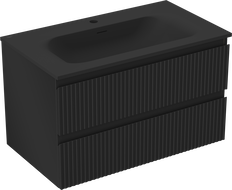 Mexen Rivel dulap baie 80 cm cu chiuvetă Vela, 2 sertare, canelată, negru mat - 91A20-08047-2-BFF71-W23M71