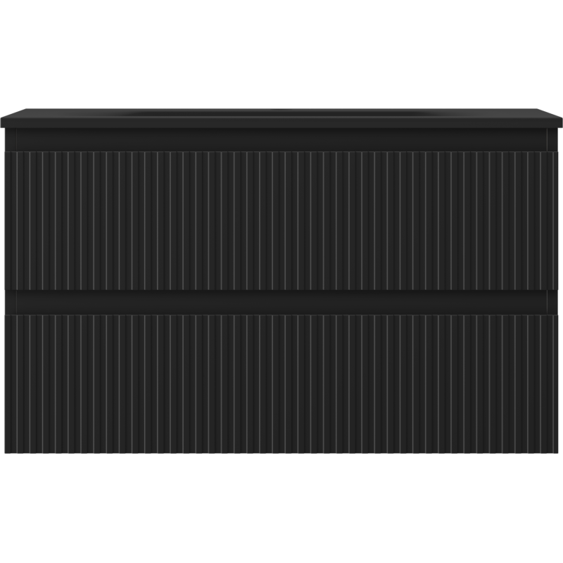 Mexen Rivel dulap baie 80 cm cu chiuvetă Vela, 2 sertare, canelată, negru mat - 91A20-08047-2-BFF71-W23M71