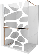 Mexen Kioto+ zuhanyfal polccal Walk-in 80 x 200 cm, fehér hullám, rózsaarany - 800-080-121-60-97