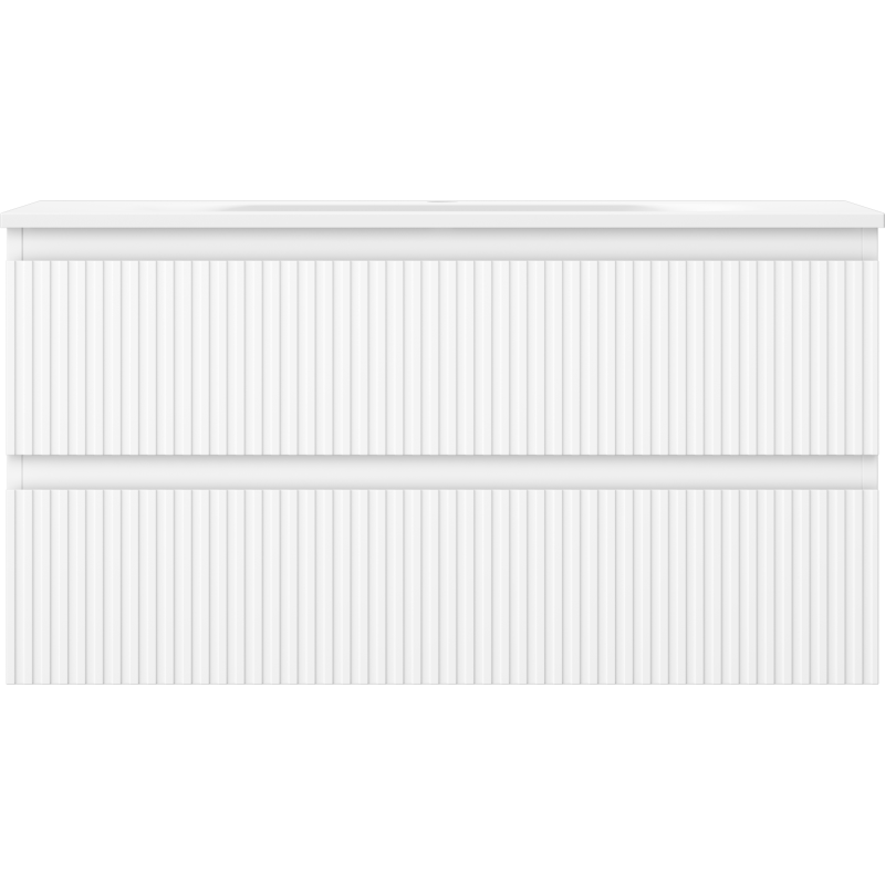 Mexen Rivel dulap baie 90 cm cu lavoar Vela, 2 sertare, canelat, alb mat - 91A20-09047-2-BFF01-W23M01