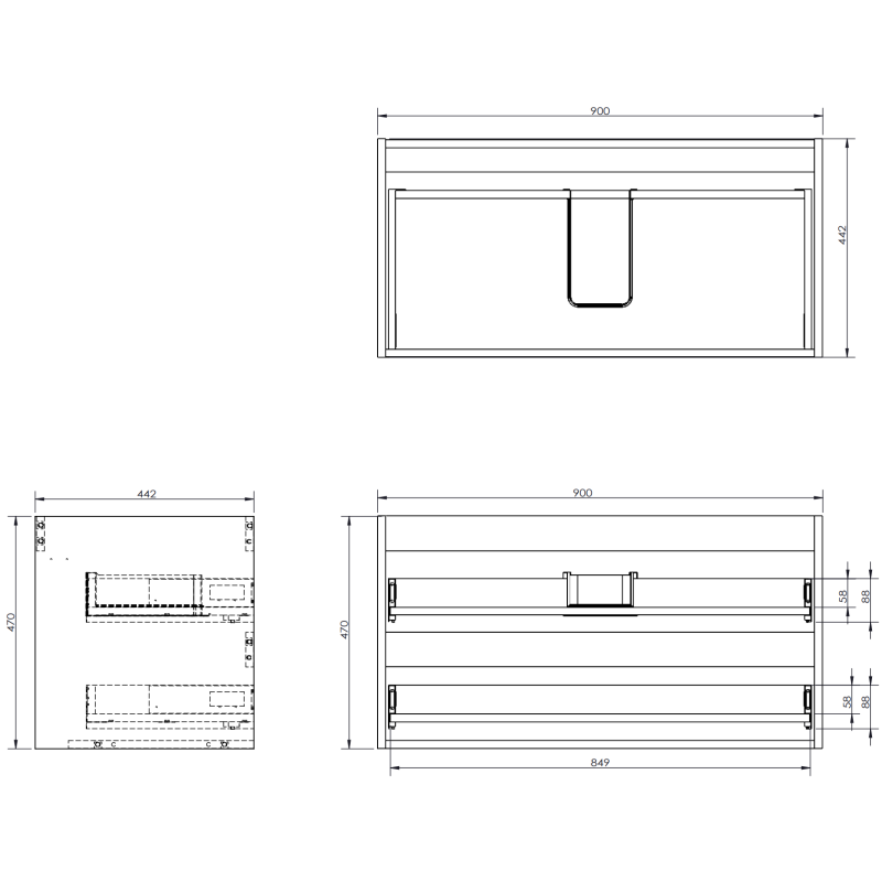 Mexen Rivel dulap baie 90 cm cu lavoar Vela, 2 sertare, canelat, alb mat - 91A20-09047-2-BFF01-W23M01