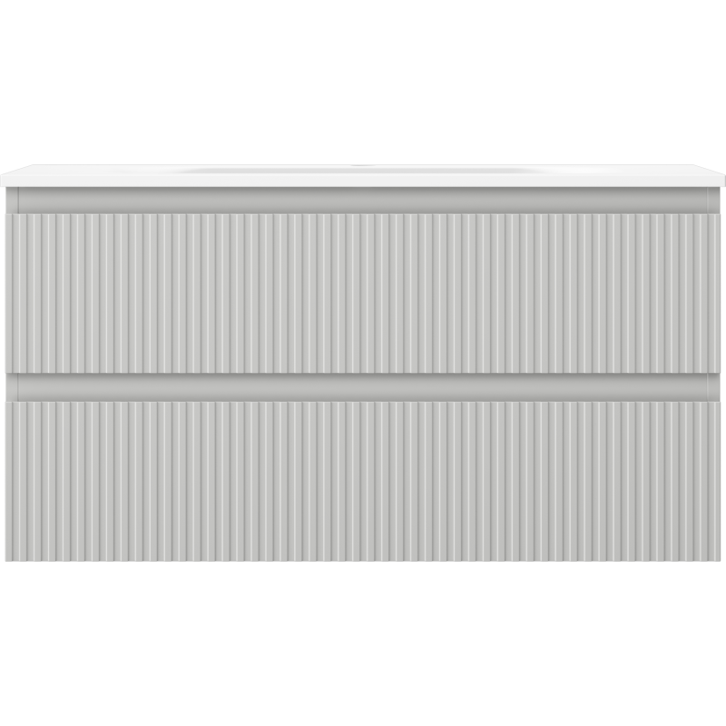 Mexen Rivel dulap baie 90 cm cu chiuvetă Vela, 2 sertare, canelate, gri mat/alb mat - 91A20-09047-2-BFF62-W23M01