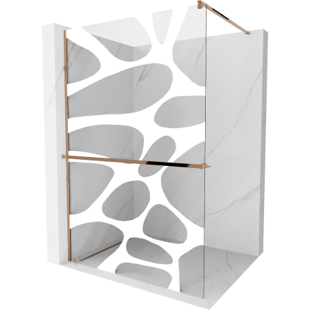 Mexen Kioto+ zuhanyfal polccal Walk-in 110 x 200 cm, fehér hullám, rózsaarany - 800-110-121-60-97