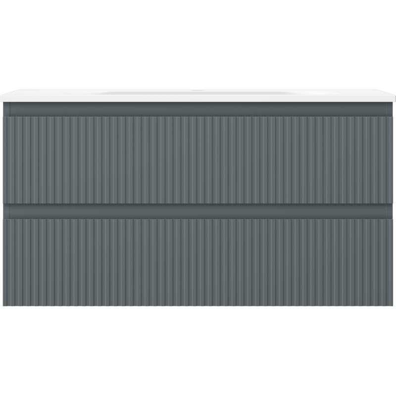 Mexen Rivel dulap de baie 90 cm cu lavoar Vela, 2 sertare, canelat, grafit mat/alb mat - 91A20-09047-2-BFF66-W23M0