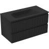 Mexen Rivel dulap baie 90 cm cu lavoar Vela, 2 sertare, canelat, negru mat - 91A20-09047-2-BFF71-W23M71