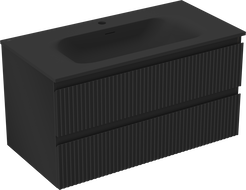 Mexen Rivel dulap baie 90 cm cu lavoar Vela, 2 sertare, striată, negru mat - 91A20-09047-2-BFF71-W23M71