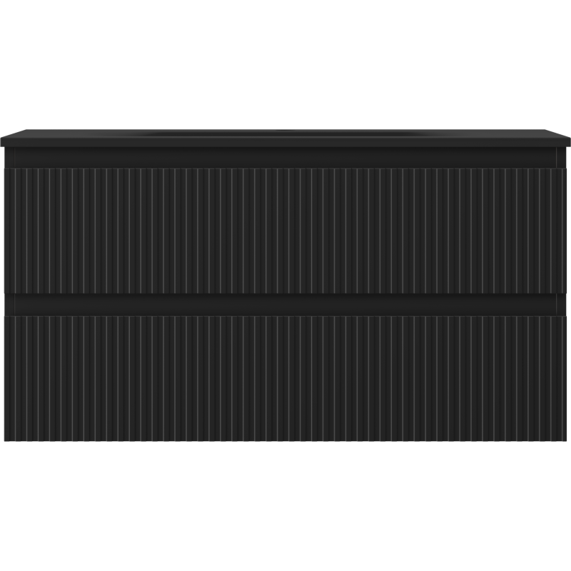 Mexen Rivel dulap baie 90 cm cu lavoar Vela, 2 sertare, striată, negru mat - 91A20-09047-2-BFF71-W23M71