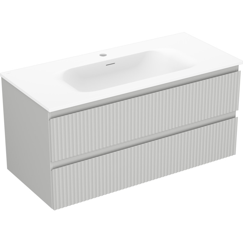 Mexen Rivel dulap baie 100 cm cu lavoar Vela, 2 sertare, striat, gri mat/alb mat - 91A20-10047-2-BFF62-W23M01