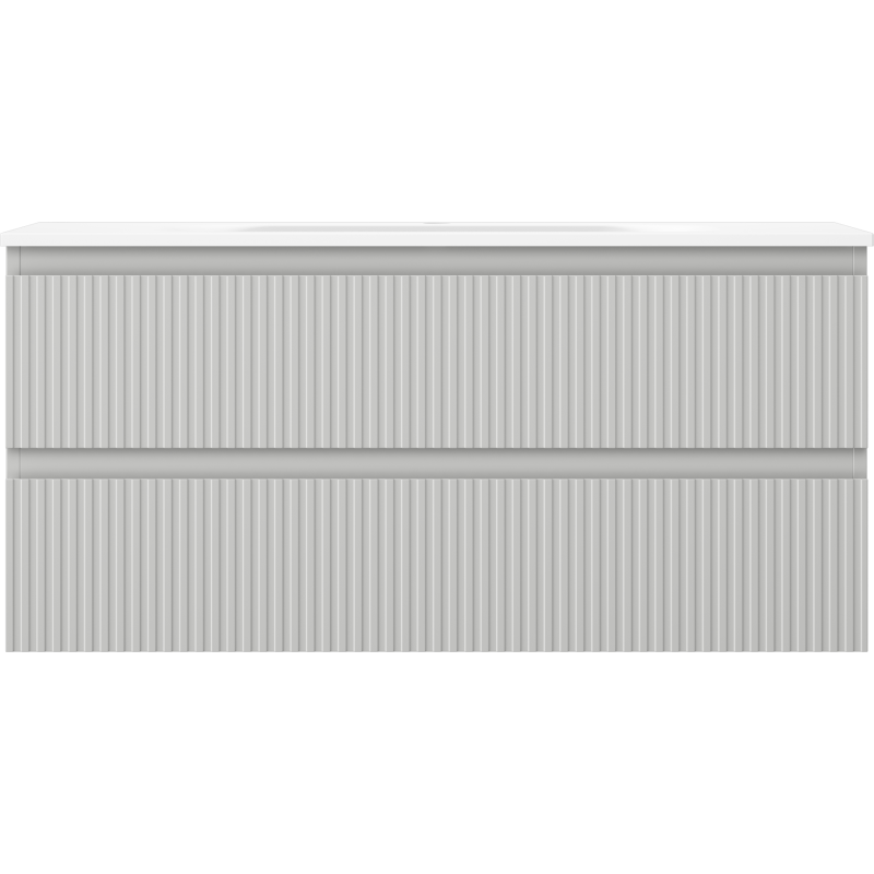 Mexen Rivel dulap baie 100 cm cu chiuvetă Vela, 2 sertare, riflat, gri mat/alb mat - 91A20-10047-2-BFF62-W23M01