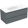 Mexen Rivel dulap de baie 100 cm cu lavoar Vela, 2 sertare, cu caneluri, grafit mat/alb mat - 91A20-10047-2-BFF66-W23M0
