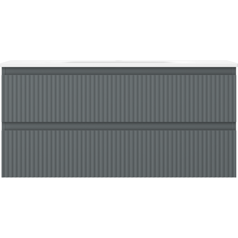 Mexen Rivel dulap de baie 100 cm cu lavoar Vela, 2 sertare, cu caneluri, grafit mat/alb mat - 91A20-10047-2-BFF66-W23M0