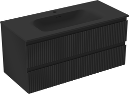Mexen Rivel dulap baie 100 cm cu lavoar Vela, 2 sertare, canelat, negru mat - 91A20-10047-2-BFF71-W23M71