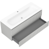 Mexen Rivel Vela 120 cm-es fürdőszobai szekrény mosdókagylóval, 2 fiókos, barázdált, szürke matt/fehér matt -