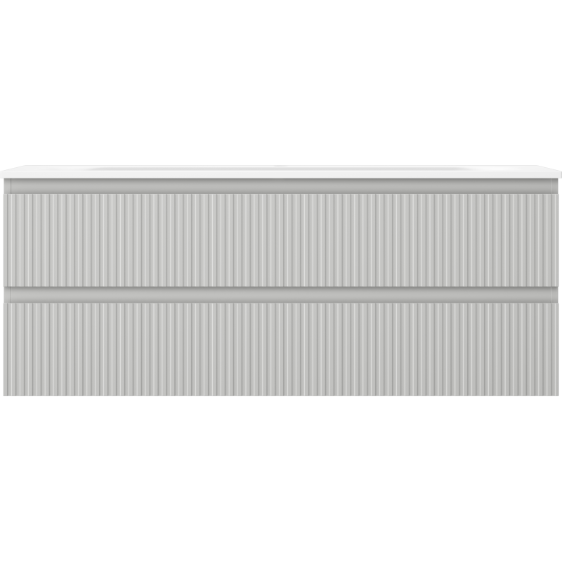 Mexen Rivel dulap lavoar baie 120 cm cu chiuvetă Vela, 2 sertare, cu nervuri, gri mat/alb mat - 91A20-12047-2-BFF62-W23M0