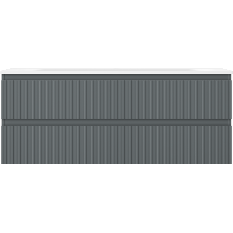 Mexen Rivel dulap de baie 120 cm cu chiuvetă Vela, 2 sertare, canelat, grafit mat/alb mat - 91A20-12047-2-BFF66-W23M