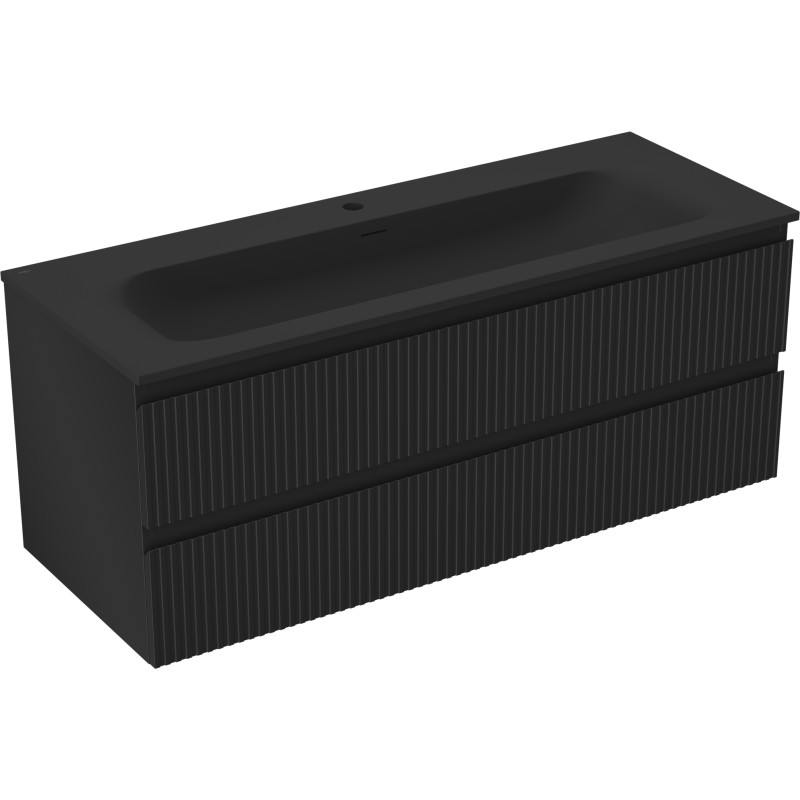 Mexen Rivel dulap de baie 120 cm cu chiuvetă Vela, 2 sertare, cu fațetă, negru mat - 91A20-12047-2-BFF71-W23M71