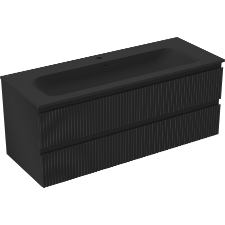 Mexen Rivel dulap baie 120 cm cu lavoar Vela, 2 sertare, cu caneluri, negru mat - 91A20-12047-2-BFF71-W23M71