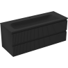 Mexen Rivel dulap baie 120 cm cu lavoar Vela, 2 sertare, cu caneluri, negru mat - 91A20-12047-2-BFF71-W23M71