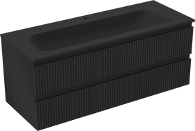 Mexen Rivel dulap baie 120 cm cu lavoar Vela, 2 sertare, cu caneluri, negru mat - 91A20-12047-2-BFF71-W23M71