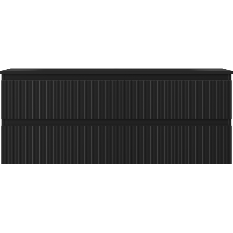 Mexen Rivel dulap baie 120 cm cu lavoar Vela, 2 sertare, canelat, negru mat - 91A20-12047-2-BFF71-W23M71