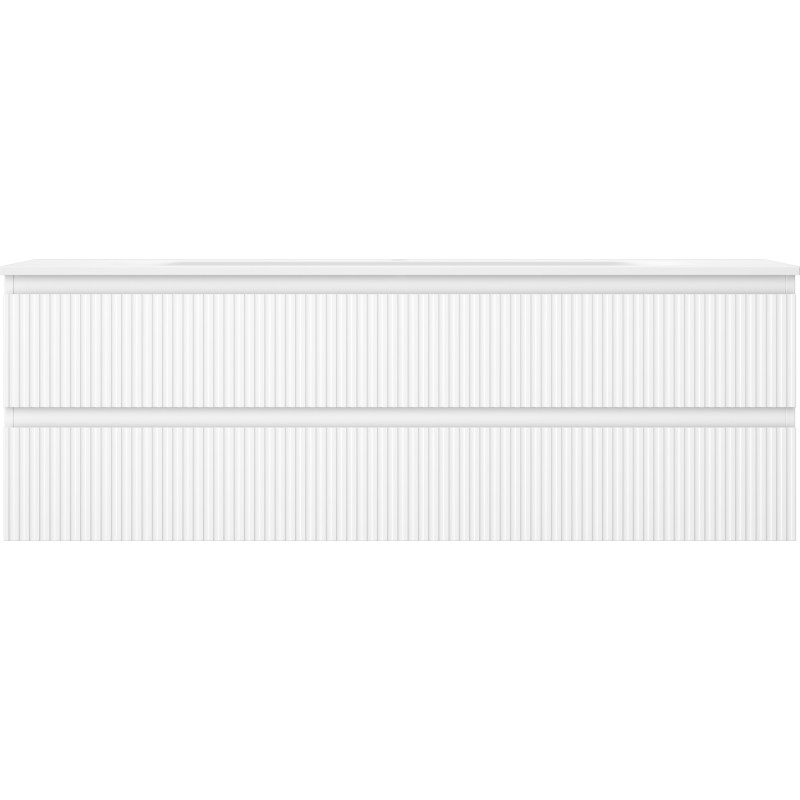Mexen Rivel 140 cm-es fürdőszobaszekrény mosdóval Vela, 2 fiók, bordázott, fehér matt - 91A20-14047-2-BFF01-W23M01