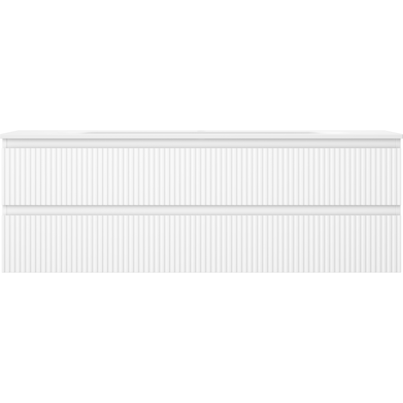 Mexen Rivel fürdőszobaszekrény 140 cm mosdóval Vela, 2 fiók, bordázott, fehér matt - 91A20-14047-2-BFF01-W23M01