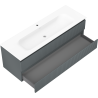 Mexen Rivel dulap de baie 140 cm cu chiuvetă Vela, 2 sertare, cu șanțuri, grafit mat/alb mat - 91A20-14047-2-BFF66-W23M