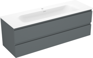 Mexen Rivel dulap de baie 140 cm cu chiuvetă Vela, 2 sertare, cu șanțuri, grafit mat/alb mat - 91A20-14047-2-BFF66-W23M