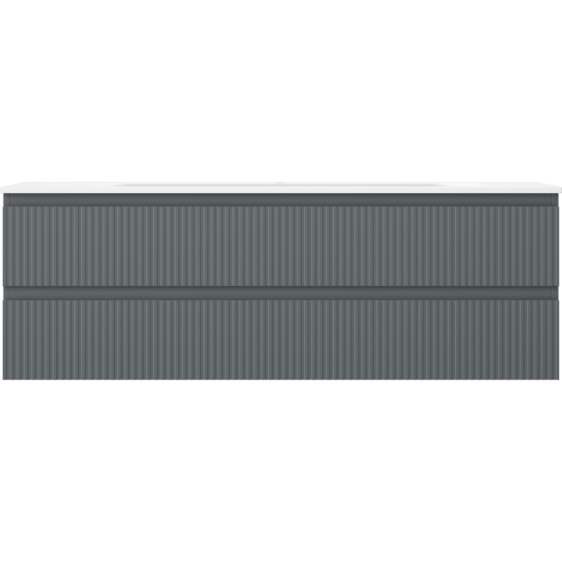 Mexen Rivel dulap de baie 140 cm cu chiuvetă Vela, 2 sertare, cu șanțuri, grafit mat/alb mat - 91A20-14047-2-BFF66-W23M