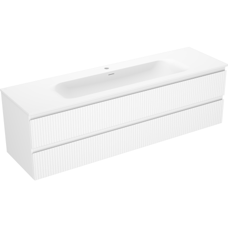 Mexen Rivel dulap baie 160 cm cu lavoar Vela, 2 sertare, canelat, alb mat - 91A20-16047-2-BFF01-W23M01