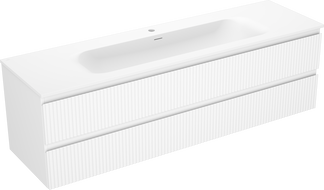 Mexen Rivel dulap baie 160 cm cu lavoar Vela, 2 sertare, canelat, alb mat - 91A20-16047-2-BFF01-W23M01