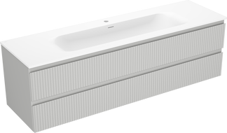 Mexen Rivel dulap de baie 160 cm cu lavoar Vela, 2 sertare, canelat, gri mat/alb mat - 91A20-16047-2-BFF62-W23M0