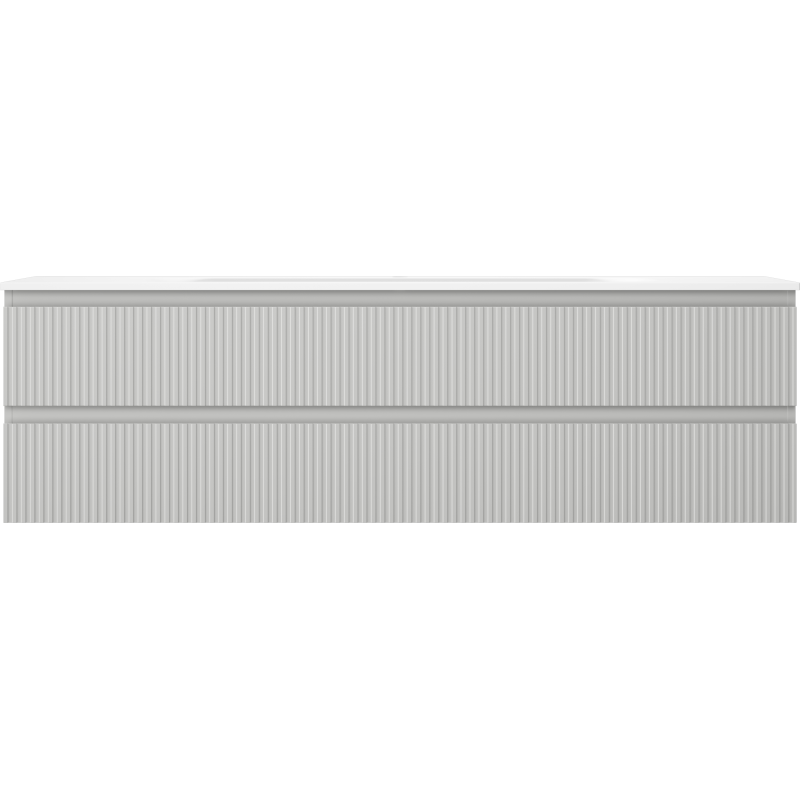 Mexen Rivel 160 cm-es fürdőszobaszekrény mosdóval Vela, 2 fiókos, bordázott, matt szürke/matt fehér -