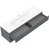 Mexen Rivel 160 cm-es Vela fürdőszobaszekrény mosdóval, 2 fiók, bordázott, grafit matt/fehér matt -