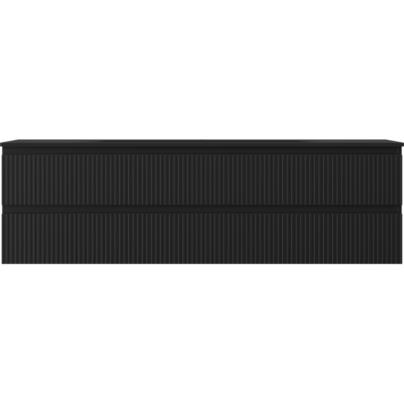 Mexen Rivel dulap baie 160 cm cu chiuvetă Vela, 2 sertare, riflat, negru mat - 91A20-16047-2-BFF71-W23M71