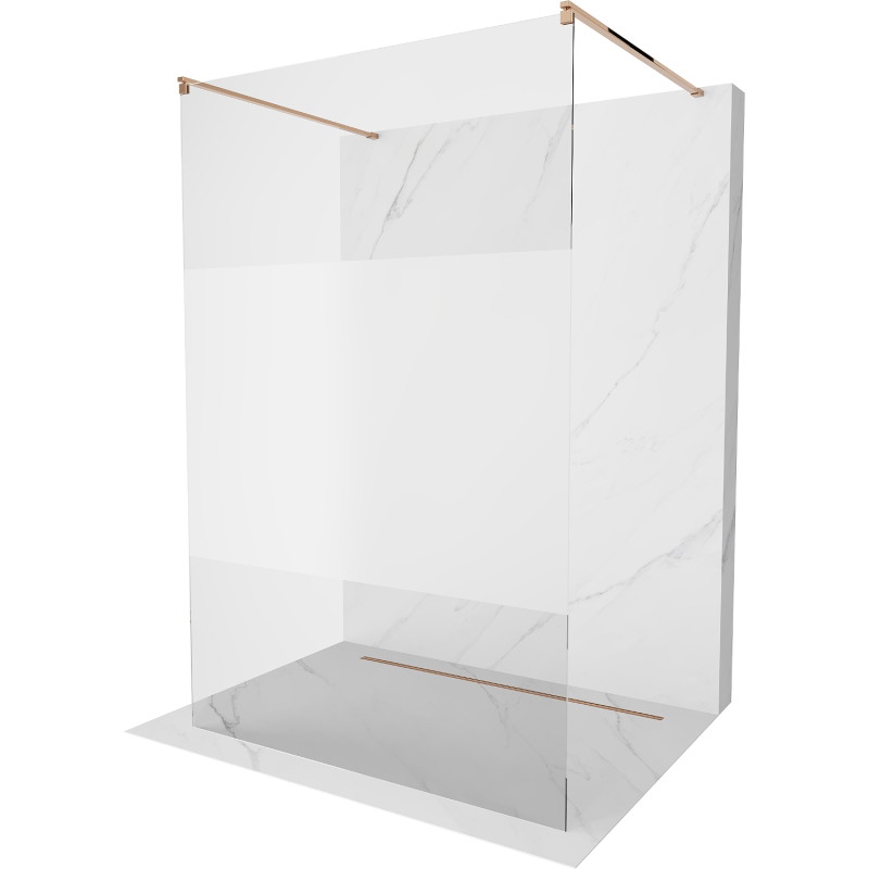 Mexen Kioto panou de duș freestanding 100 x 200 cm, transparent/mat 8 mm, aur roz - 800-100-002-60-35