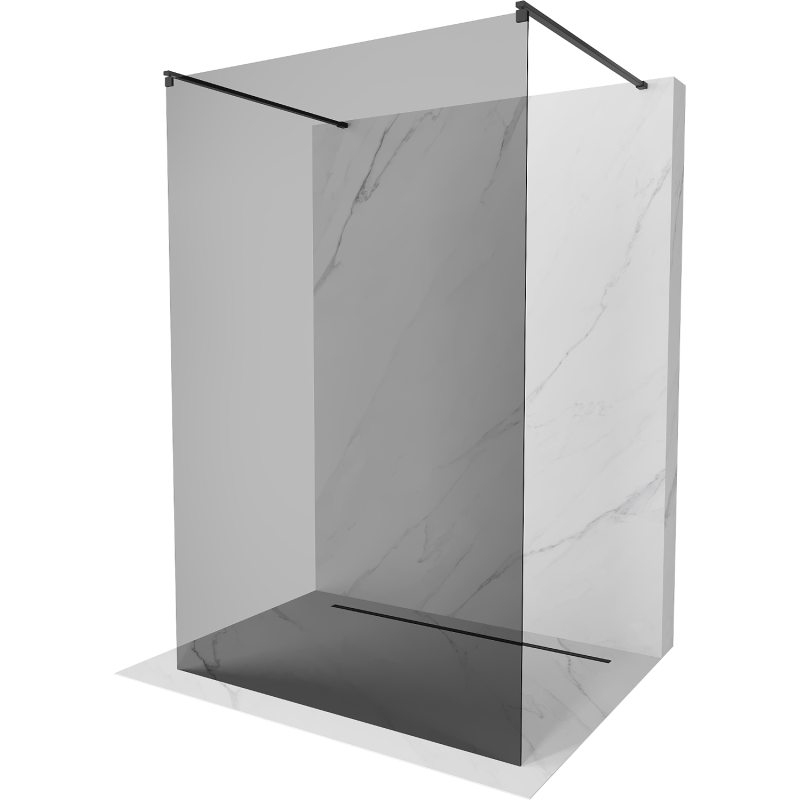 Mexen Kioto szabadon álló zuhanyfal 120 x 200 cm, grafit 8 mm, fekete - 800-120-002-70-40