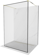 Mexen Kioto perete de duș de sine stătător 100 x 200 cm, transparent/Model negru 8 mm, Aurie- 800-100-002-50-70