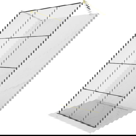 Mexen Kioto perete de duș freestanding 110 x 200 cm, model negru cu grilaj 8 mm, auriu - 800-110-002-50-77