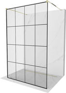 Mexen Kioto perete de duș de sine stătător 140 x 200 cm, transparent/Model negru 8 mm, Aurie - 800-140-002-50-77