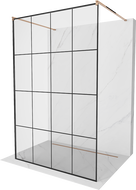 Mexen Kioto perete de duș de sine stătător 140 x 200 cm, transparent/Model negru 8 mm, Roz-auriu - 800-140-002-60-77