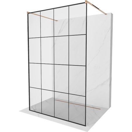 Mexen Kioto perete de duș de sine stătător 130 x 200 cm, transparent/Model negru 8 mm, Roz-auriu - 800-130-002-60-77