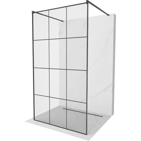 Mexen Kioto szabadon álló zuhanyfal 120 x 200 cm, fekete rács 8 mm, fekete - 800-120-002-70-77