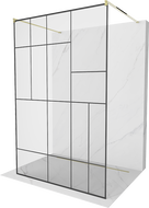 Mexen Kioto Szabadon álló zuhanyfal 140 x 200 cm, fekete minta 8 mm, arany - 800-140-002-50-78