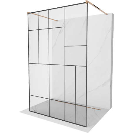 Mexen Kioto perete de duș autoportant 110 x 200 cm, model negru 8 mm, aur roz - 800-110-002-60-78