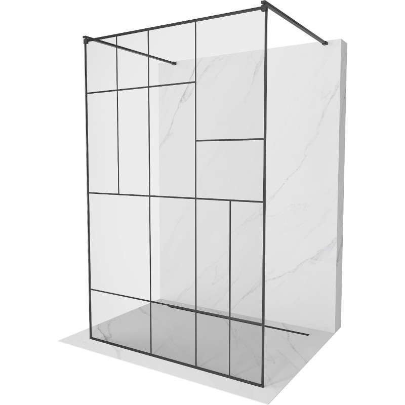 Mexen Kioto szabadon álló zuhanyfal 110 x 200 cm, fekete mintával 8 mm, fekete - 800-110-002-70-78
