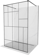 Mexen Kioto szabadon álló zuhanyfal 110 x 200 cm, fekete mintával 8 mm, fekete - 800-110-002-70-78